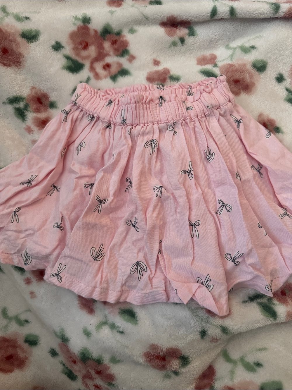 Toddler girls' Pink Elastic Waist Skirt with Bow Print